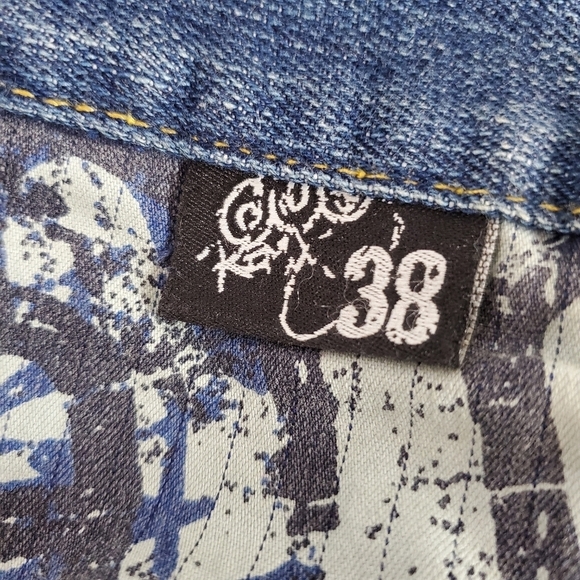 Vintage 90s Wide Leg Jeans 38W x 32L Hip Hop Y2K Streetwear - Picture 2 of 16